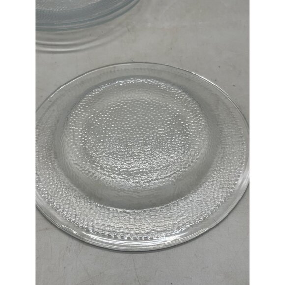 set of 3 salad desert toast plates clear glass ruff bottom pebbled 8" READ - Picture 5 of 5